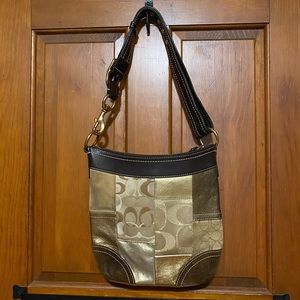 Authentic Brown and gold patchwork coach pocketbook.  Like new.